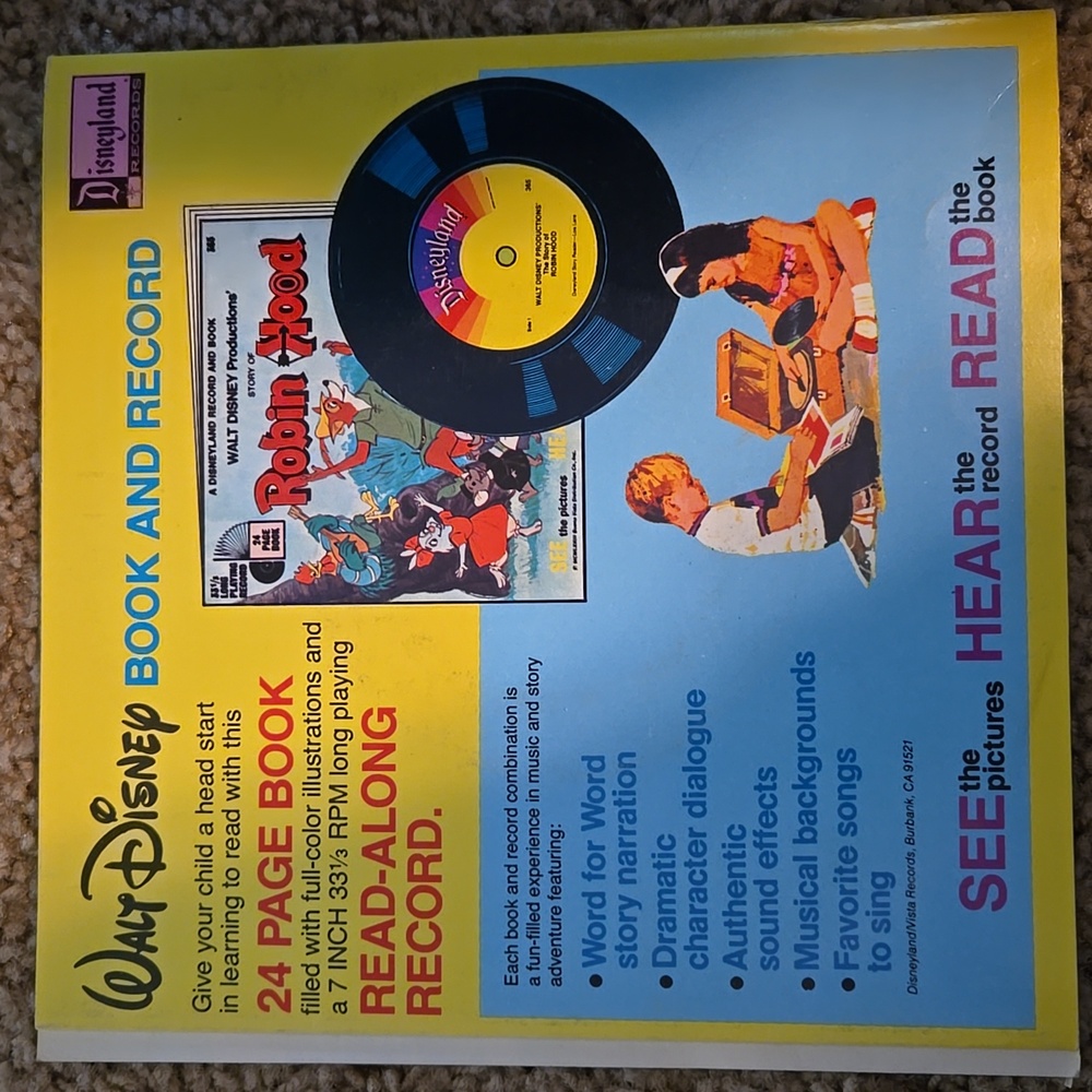 Walt Disneys Story of Pinocchio Read-Along Book & 7 Inch 33 1/3 RPM Record - Picture 2 of 5
